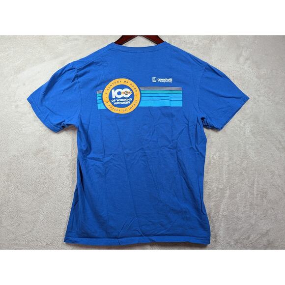 Goodwill OC Orange County 100 Years of Working Wonder Blue Shirt Size Medium - Picture 6 of 7